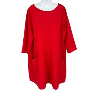 Nina Leonard NYC Red Dress Sz 2X Womens Gold Zip Pockets Office Teacher NWT